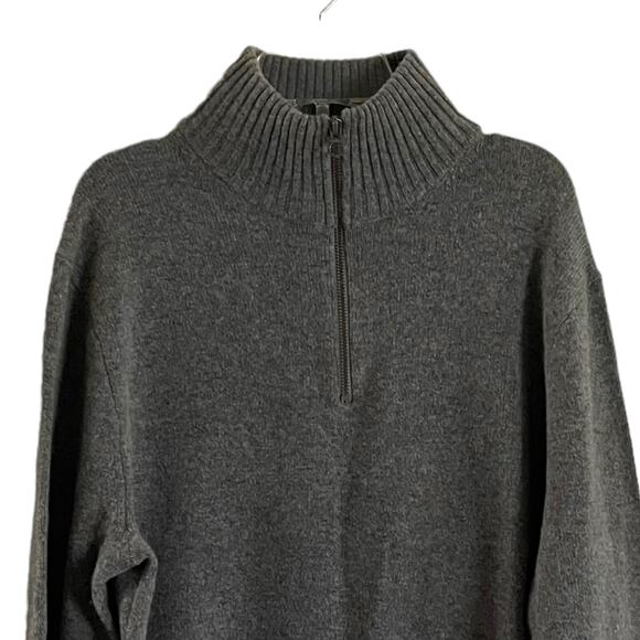 J. Crew Men's Quarter Zip Solid Grey Mock Neck Long Sleeve Sweater 60% Wool - Picture 5 of 9